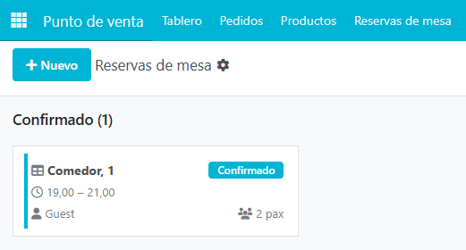 Reservas restaurante Odoo