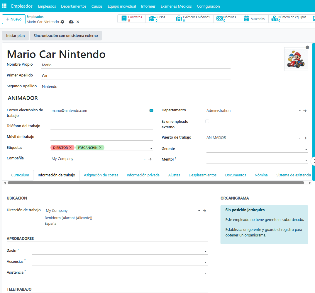 Ficha empleado Odoo